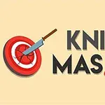 Diana de tiro con un cuchillo clavado en ella y el texto KNIFE MASTER al lado