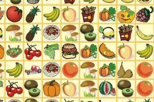Variedad de dibujos de alimentos como frutas, verduras y comida rápida organizados en una cuadrícula