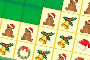 Cuadrícula con imágenes navideñas que incluyen osos con gorro de Santa, campanas doradas con acebo, coronas y gorros de Santa Claus