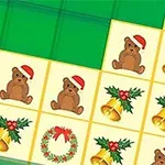 Cuadrícula con imágenes navideñas que incluyen osos con gorro de Santa, campanas doradas con acebo, coronas y gorros de Santa Claus