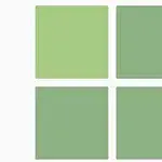 Cuatro cuadros de tonos verdes diferentes organizados en una cuadrícula de dos por dos en un fondo blanco