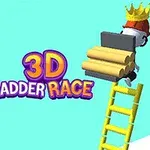Dos personajes suben escaleras hechas de bloques de colores, uno porta una corona; texto central dice 3D Ladder Race