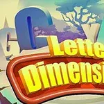 Título Letter Dimensions en colores amarillos y rojos con letras en 3D al fondo
