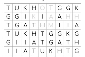 Sopa de letras en una cuadrícula con letras dispuestas en filas y columnas