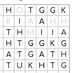 Sopa de letras en una cuadrícula con letras dispuestas en filas y columnas
