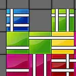 Bloques de colores azul, verde, amarillo, rojo y rosa, colocados en una cuadrícula gris