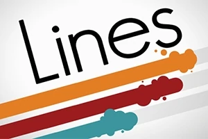 La imagen muestra la palabra Lines encima de líneas coloridas en naranja, rojo y azul sobre un fondo blanco