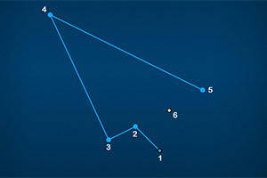 Puntos numerados en una línea conectada sobre un fondo azul