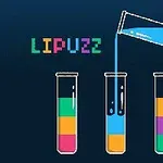 Tres tubos de ensayo con líquidos de colores en varios niveles y un tubo de ensayo vertiendo líquido azul