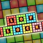 Bloques de colores brillantes con letras formando palabras sobre un fondo de cuadrados multicolores
