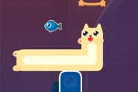 Guía a tu gato para comer peces y subir escaleras en un divertido juego de