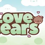 Texto Love Bears rodeado de ositos adorables con corazones sobre un fondo de nubes