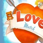 Corazón rojo atravesado por una flecha con la palabra Love sobre una cinta, acompañado de un oso de peluche y dos ángeles cupido