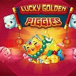 Ilustración colorida con un cerdito dorado rodeado de monedas y joyas en el centro, rodeado de cerdos rosados y blancos, con un fondo rojo y linternas chinas