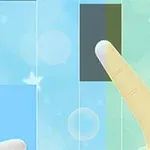 Dedos tocando bloques oscuros sobre un fondo azul con estrellas y burbujas