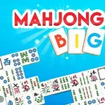 Fichas de Mahjong desplegadas sobre un fondo azul con el texto Mahjong Big en la parte superior