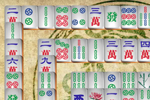 Mahjong Connect 2 Online Fichas de juego con números y símbolos chinos en colores rojo, verde y azul sobre un fondo texturizado