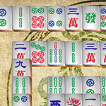 Mahjong Connect 2 Online Fichas de juego con números y símbolos chinos en colores rojo, verde y azul sobre un fondo texturizado