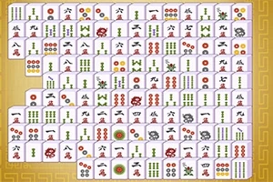 Fichas de un juego de mesa ordenadas en filas y columnas sobre un fondo amarillo con un patrón decorativo