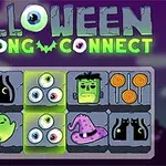 Juego de rompecabezas temático de Halloween con íconos de calabaza, gato negro, fantasma, monstruo, ojos y sombrero de bruja