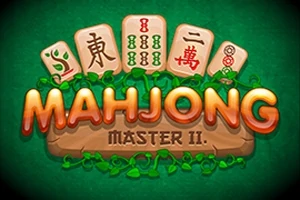 Fichas de juego de mesa sobre un fondo verde con el texto Mahjong Master II