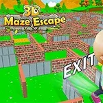 Niña en un laberinto tridimensional con la palabra EXIT resaltada