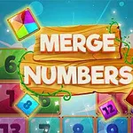 Texto Merge Numbers en un letrero de madera sobre un fondo de bloques numerados y colores brillantes