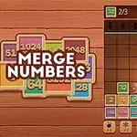 Interfaz de juego con un tablero de números coloridos y un diseño de madera, mostrando una fusión brillante de fichas numéricas