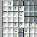 Cuadro de celdas grises y blancas numeradas con dígitos verdes