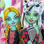 Tres personajes con piel de colores vibrantes y cabello estilizado posan sonrientes, cada uno con peinados y atuendos llamativos