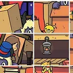 Varios objetos de una habitación desordenada, incluyendo una pelota de fútbol, un trenecito de juguete, una guitarra, un osito de peluche y cajas apiladas