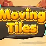 Texto Moving Tiles en letras amarillas sobre un fondo de roca con cristales azules, rodeado de un paisaje desértico
