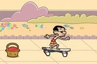 Mr. Bean aprende a usar la patineta, le gusta probar nuevos juguetes
