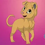 Cachorro animado amarillo con expresión alegre sobre un fondo rosa