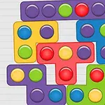 Bloques de colores brillantes con círculos en un patrón de rompecabezas