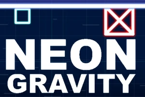 Texto en neón azul y blanco con formas geométricas brillantes en un fondo oscuro