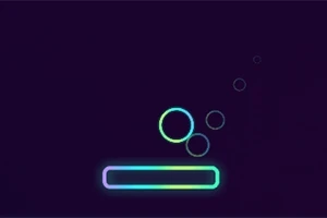 Fondo oscuro con burbujas brillantes y un rectángulo luminoso en la parte inferior