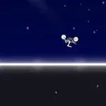 Un ciclista en una bicicleta haciendo acrobacias en un paisaje oscuro con un cielo estrellado
