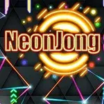 Texto NeonJong 3D en estilo neón brillante con efectos geométricos y coloridos en el fondo