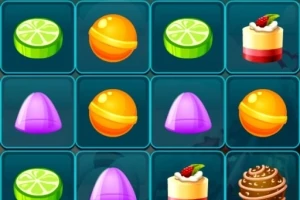 Dulces, pasteles y rodajas de limón en una cuadrícula de colores brillantes