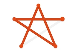Estrella de color naranja formada por líneas conectadas con puntos en cada vértice