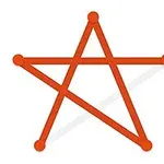 Estrella de color naranja formada por líneas conectadas con puntos en cada vértice