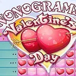 Corazones rosados con una flecha en el centro rodeados de números y una cuadrícula de colores