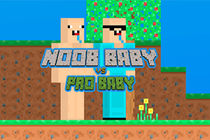 Dos personajes de estilo pixelado, uno desnudo y el otro con gafas y pantalones azules, sobre un paisaje cuadrado con césped y un árbol en el fondo