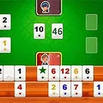 Interfaz de juego con fichas numeradas sobre un fondo verde y personajes animados