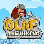 Un vikingo de aspecto feroz con casco y hacha sobre un letrero con texto, ambientado en un paisaje helado