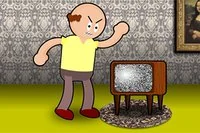 Sigue golpeando la TV hasta destruirla