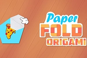 Pieza de papel doblado en forma de sobre con una imagen de pizza y texto colorido al lado derecho