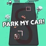 Caricatura de un camino en forma de S con dos carros pequeños y el texto Park My Car!