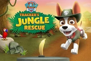 Perro animado con sombrero explorador en una jungla junto a un loro colorido y una estatua de piedra